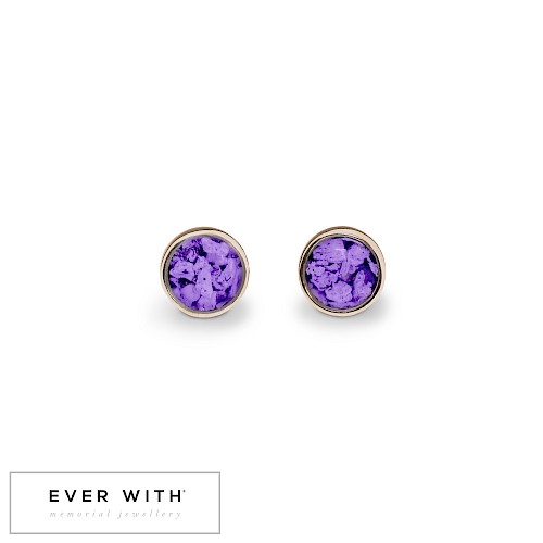 Rose Gold earrings with purple stones.